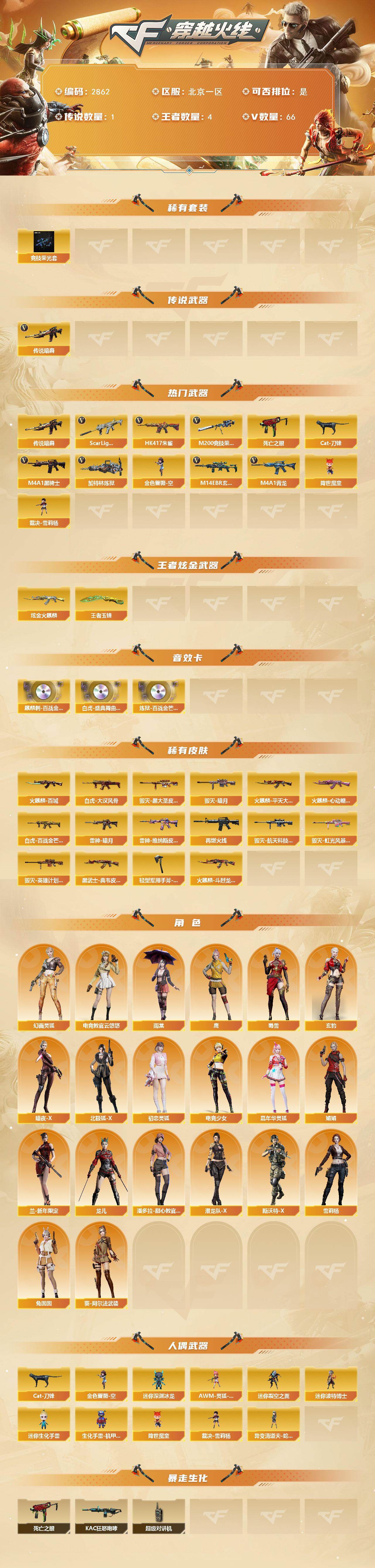 CFCMW458900穿越火线账号详情图2 CFCMW458900穿越火线账号详情图2