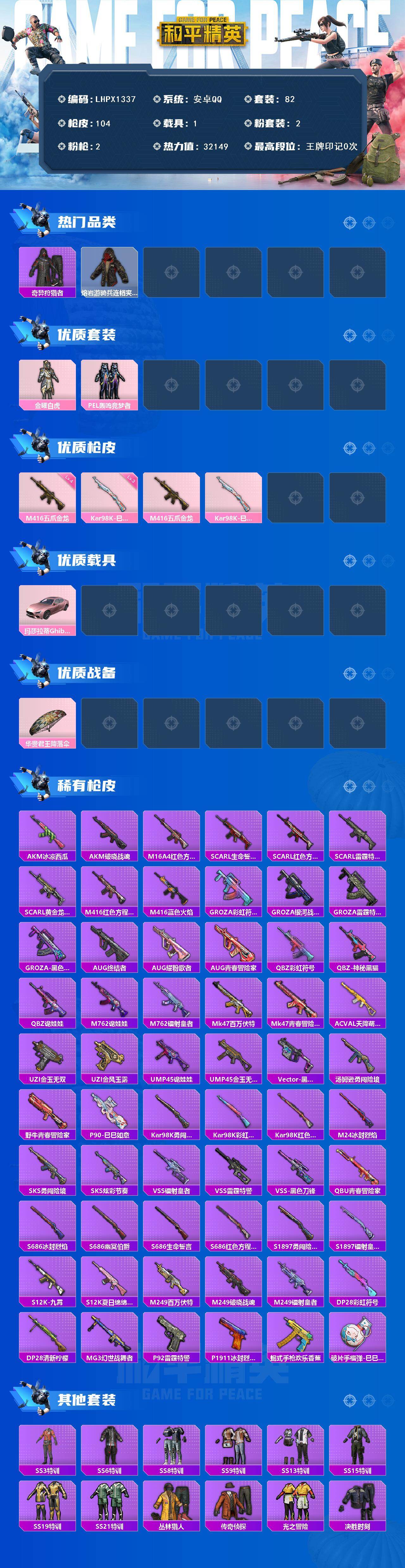 HPLX4116416和平精英账号详情图2