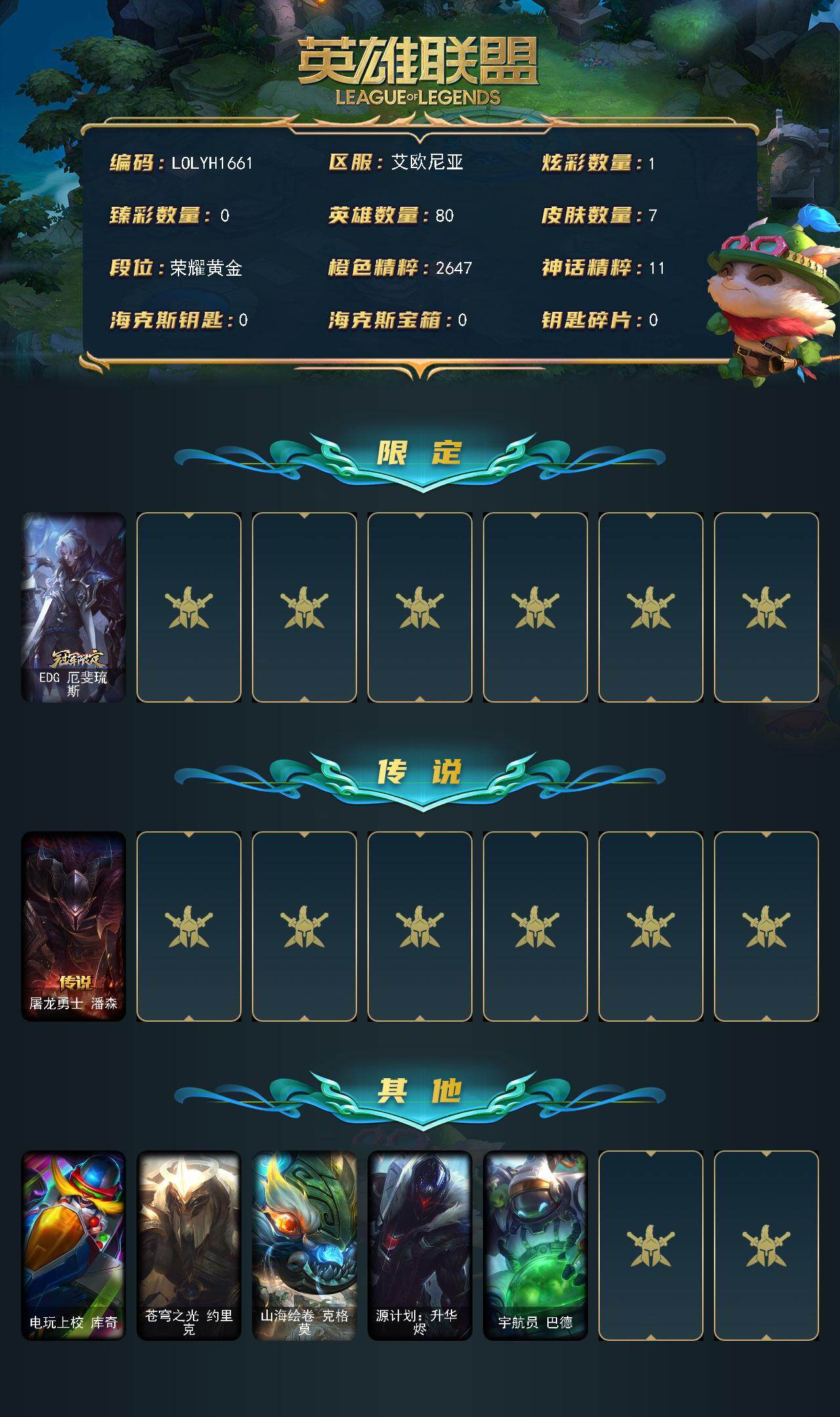 LOLCMW422642英雄联盟账号详情图2