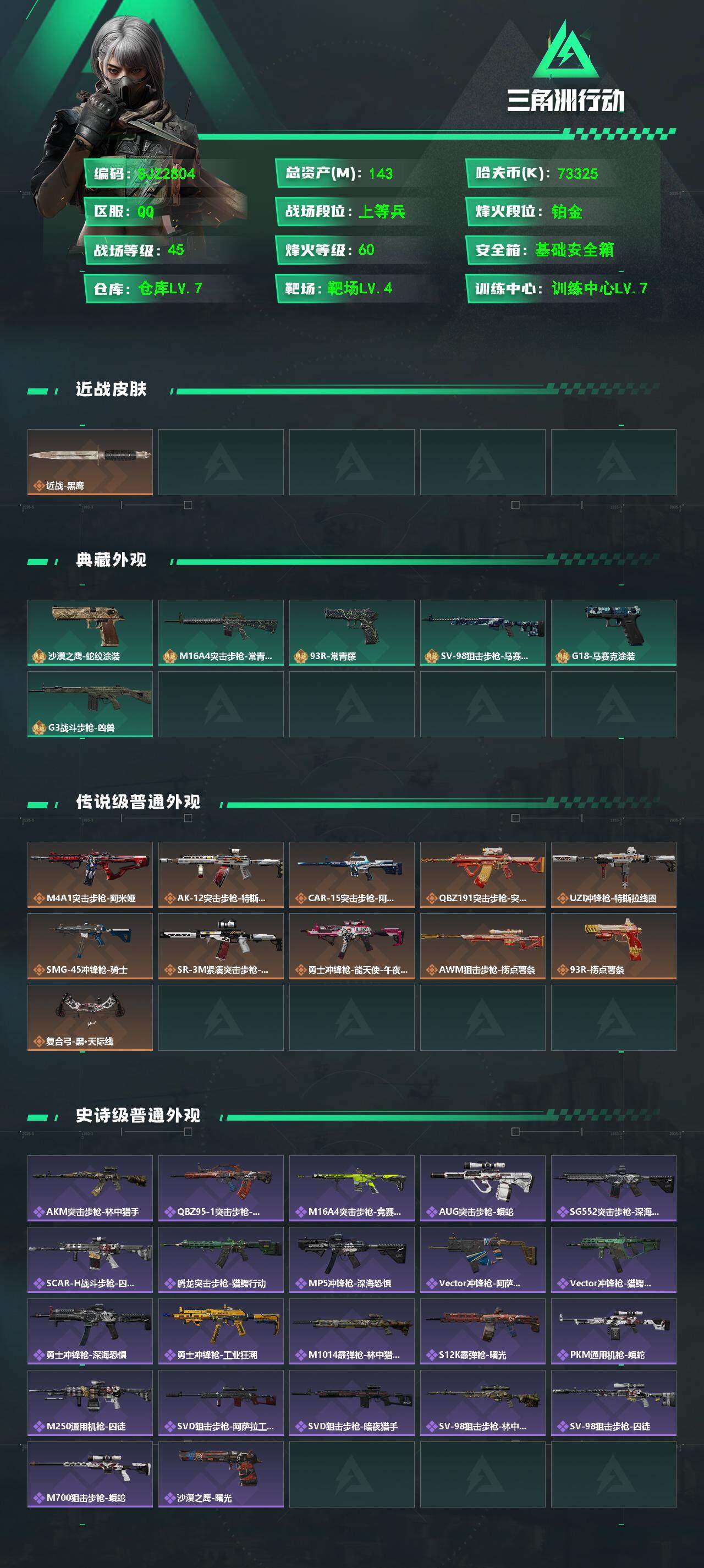 SJZQM360580三角洲行动账号详情图3