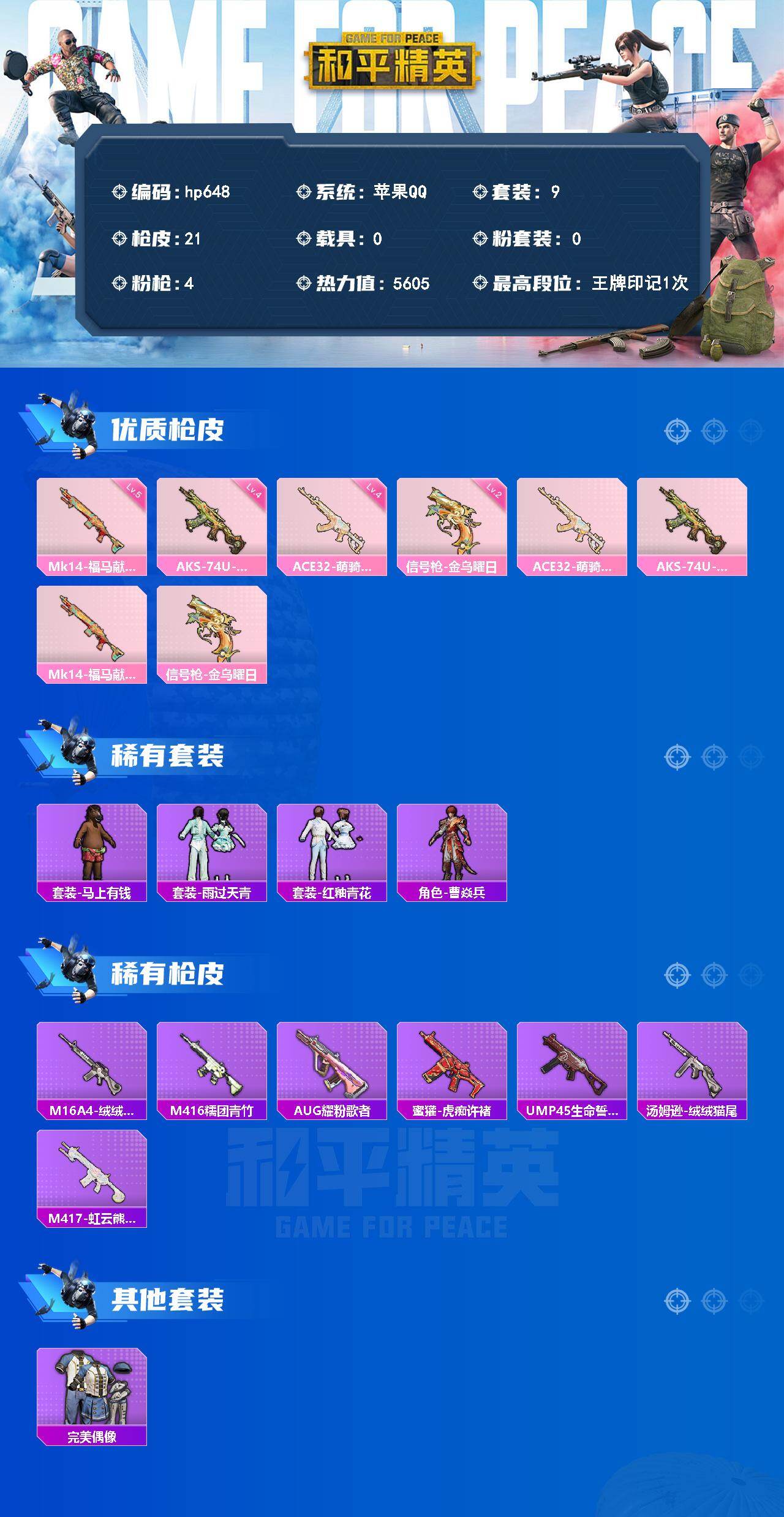 HPLX4118824和平精英账号详情图2