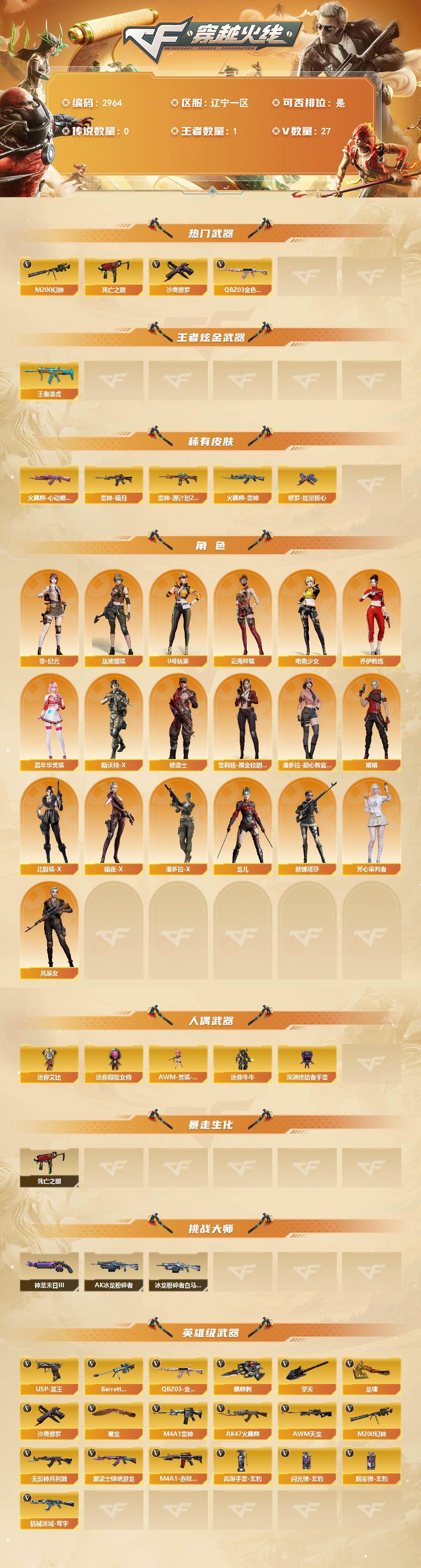 CFCMW460887穿越火线账号详情图2 CFCMW460887穿越火线账号详情图2