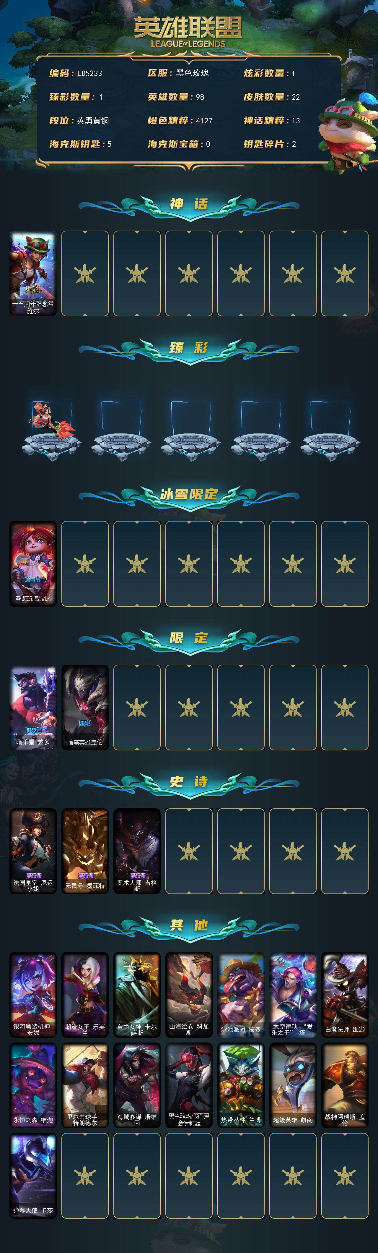 LOLEY422567英雄联盟账号详情图2