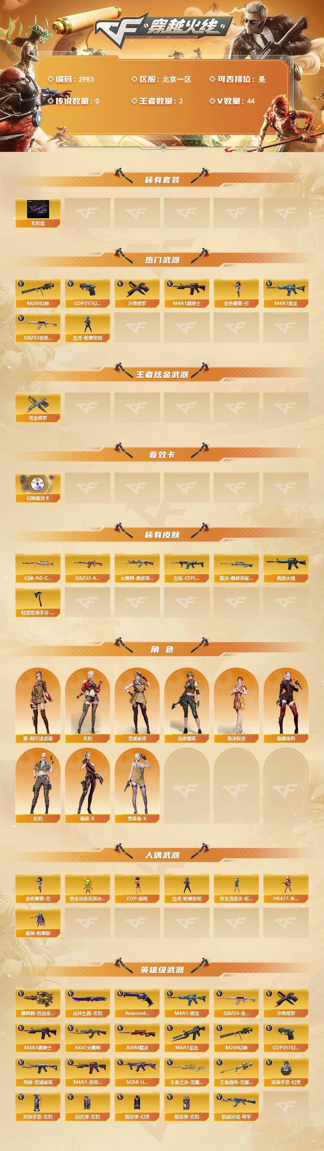 CFCMW461172穿越火线账号详情图2 CFCMW461172穿越火线账号详情图2