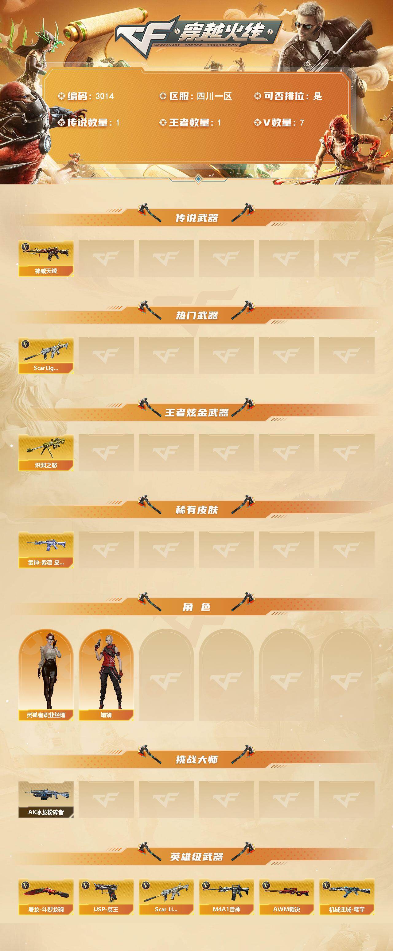 CFCMW461907穿越火线账号详情图2 CFCMW461907穿越火线账号详情图2