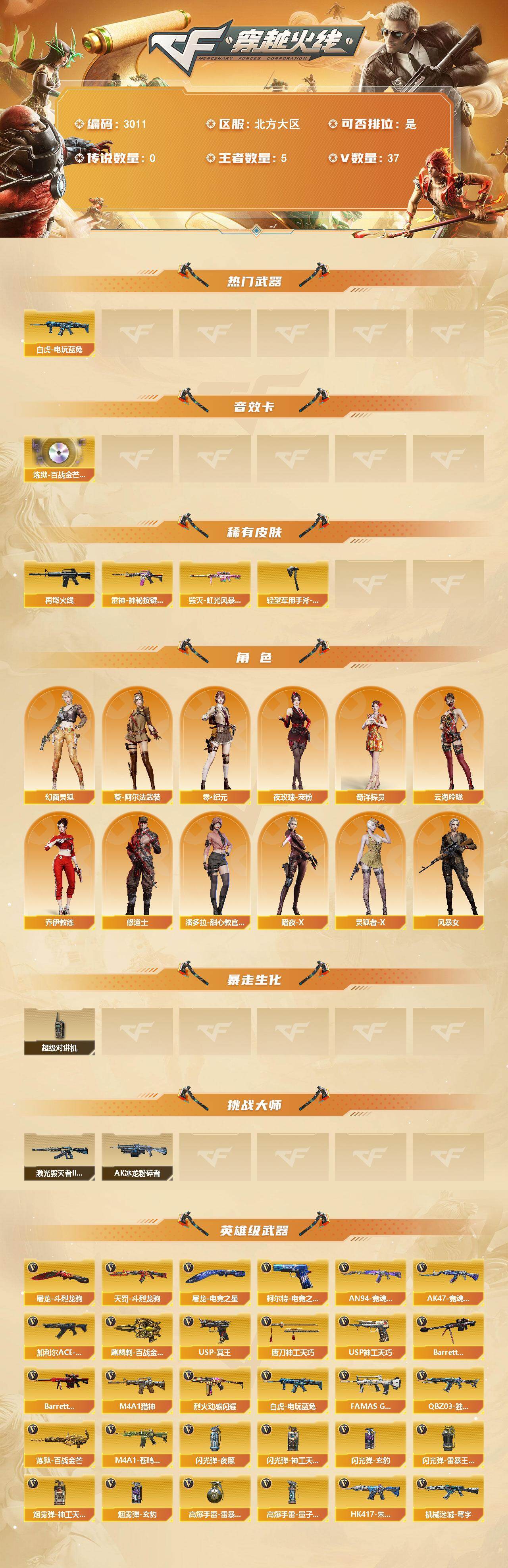 CFCMW461844穿越火线账号详情图2 CFCMW461844穿越火线账号详情图2