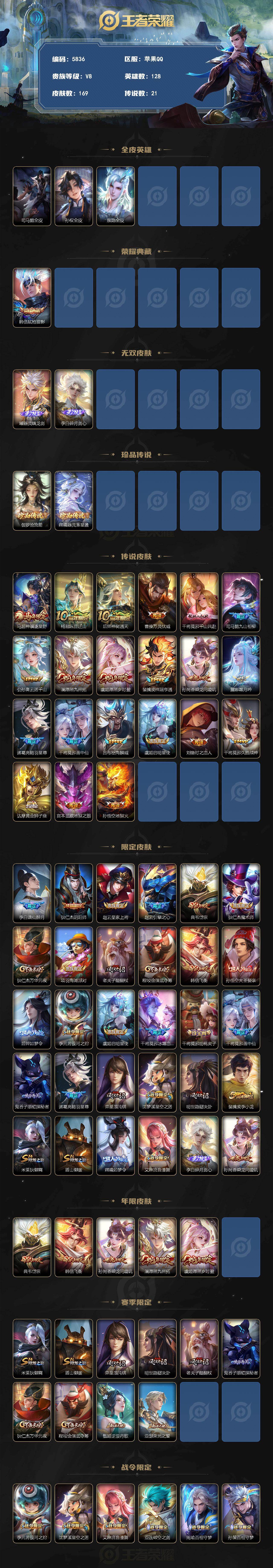 WZLX4231662王者荣耀账号详情图2