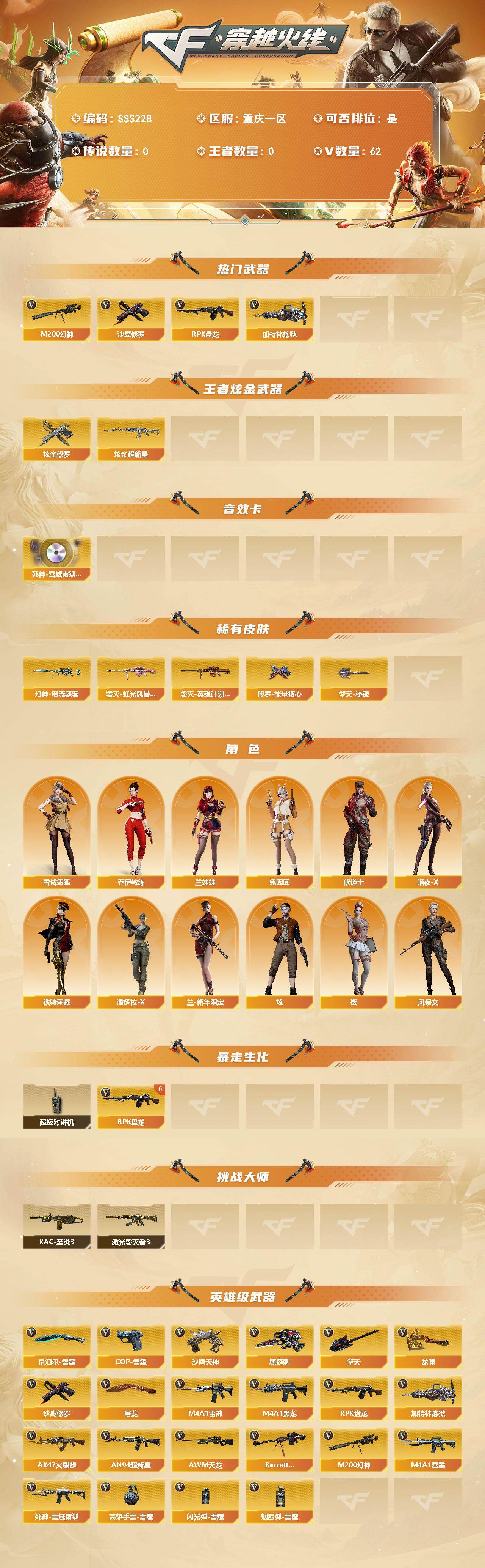 CFLX461605穿越火线账号详情图2