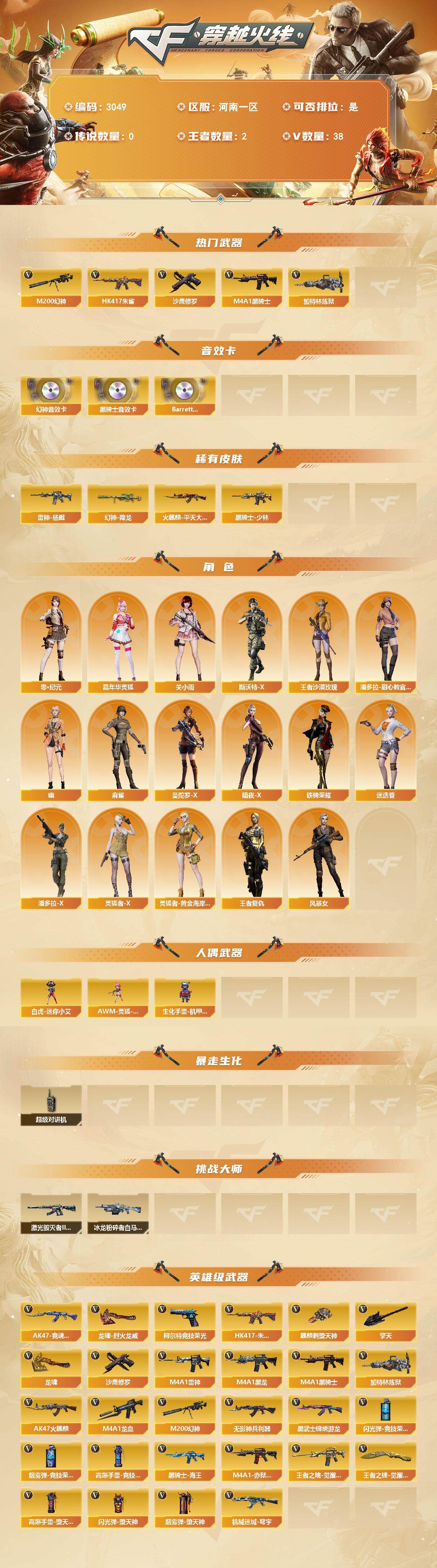 CFCMW462961穿越火线账号详情图2 CFCMW462961穿越火线账号详情图2