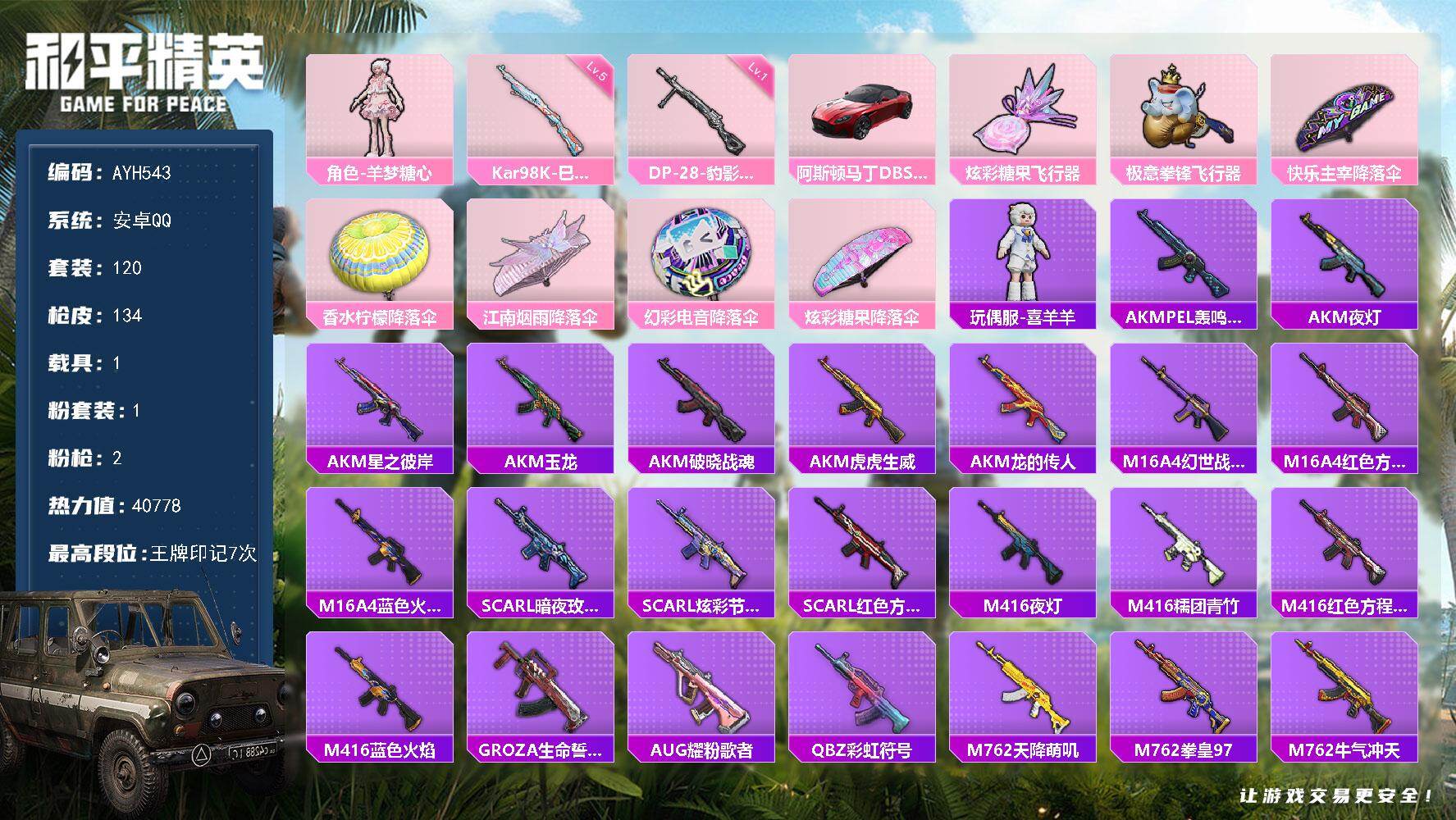 HPLX4130160和平精英账号详情图8