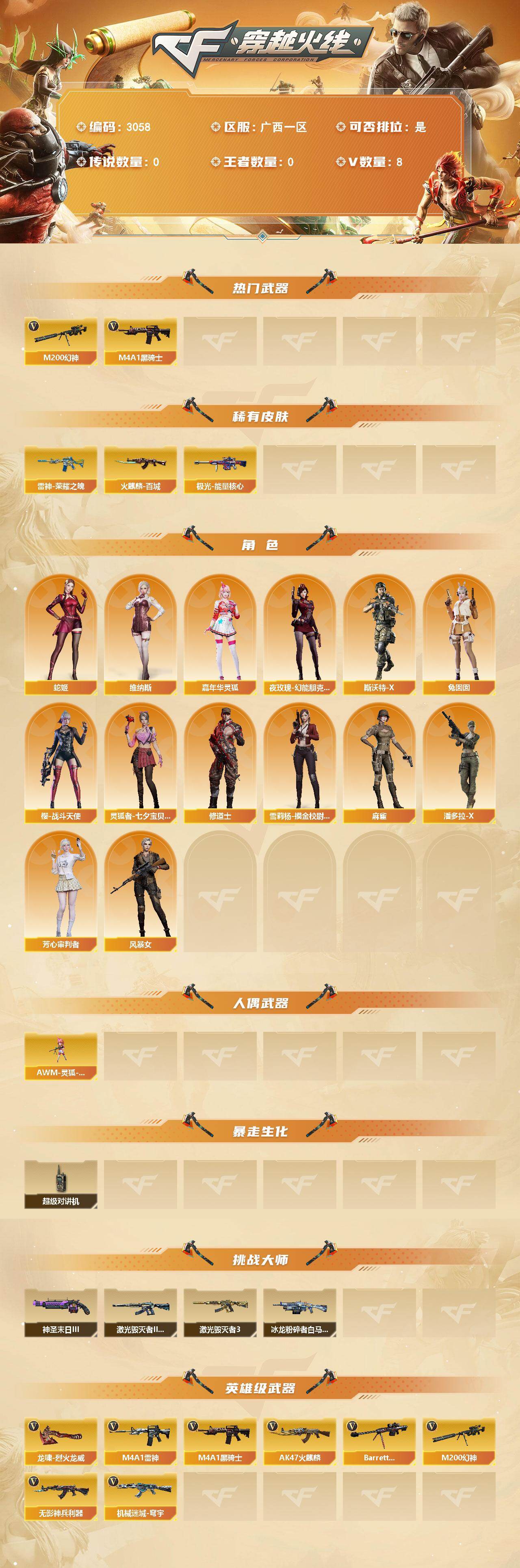 CFCMW463462穿越火线账号详情图2 CFCMW463462穿越火线账号详情图2