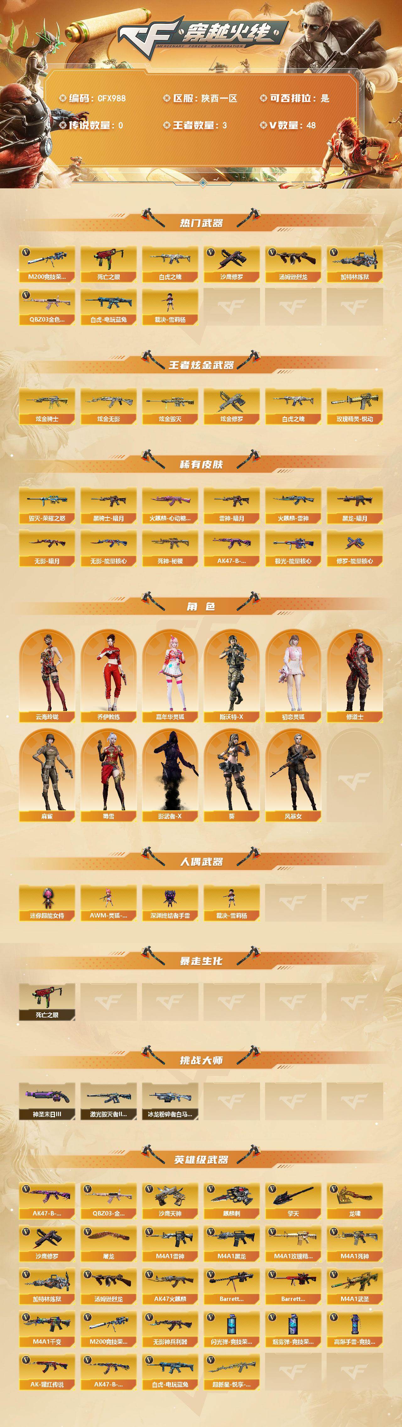 CFEY462449穿越火线账号详情图2 CFEY462449穿越火线账号详情图2