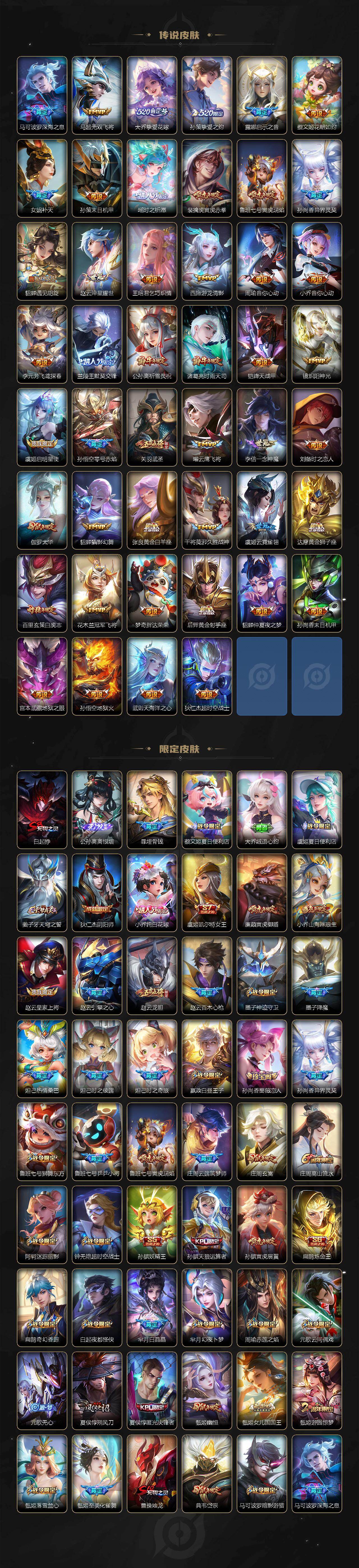 安卓Q-V10-最强王者段位-129英雄-590皮肤-8典藏皮肤-1典藏英雄-7无双-3珍品传说-88传说-201史诗
【英雄全皮】:廉颇全皮,小乔全皮,孙膑全皮,扁鹊全皮,甄姬全皮,刘邦全皮,孙权