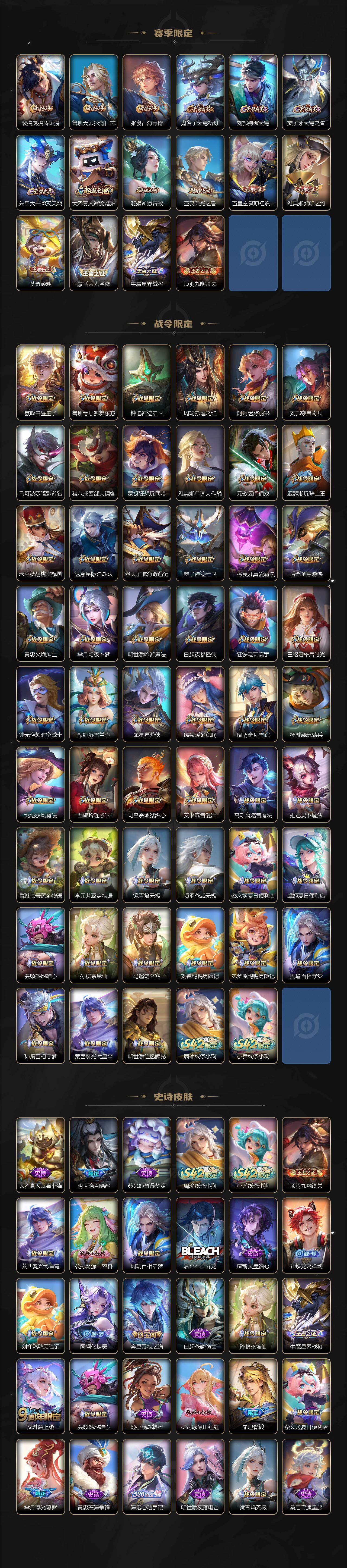 安卓Q-V10-最强王者段位-129英雄-590皮肤-8典藏皮肤-1典藏英雄-7无双-3珍品传说-88传说-201史诗
【英雄全皮】:廉颇全皮,小乔全皮,孙膑全皮,扁鹊全皮,甄姬全皮,刘邦全皮,孙权