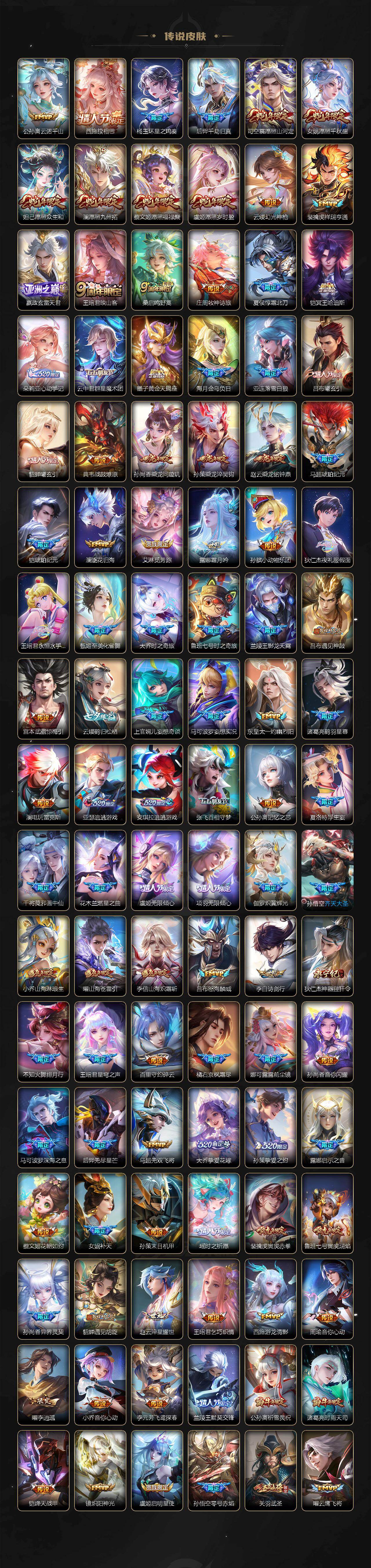 安卓Q-V11-最强王者段位-129英雄-784皮肤-20典藏皮肤-1典藏英雄-1珍品无双-14无双-10珍品传说-142传说-274史诗
【英雄全皮】:廉颇全皮,小乔全皮,赵云全皮,墨子全皮,妲己