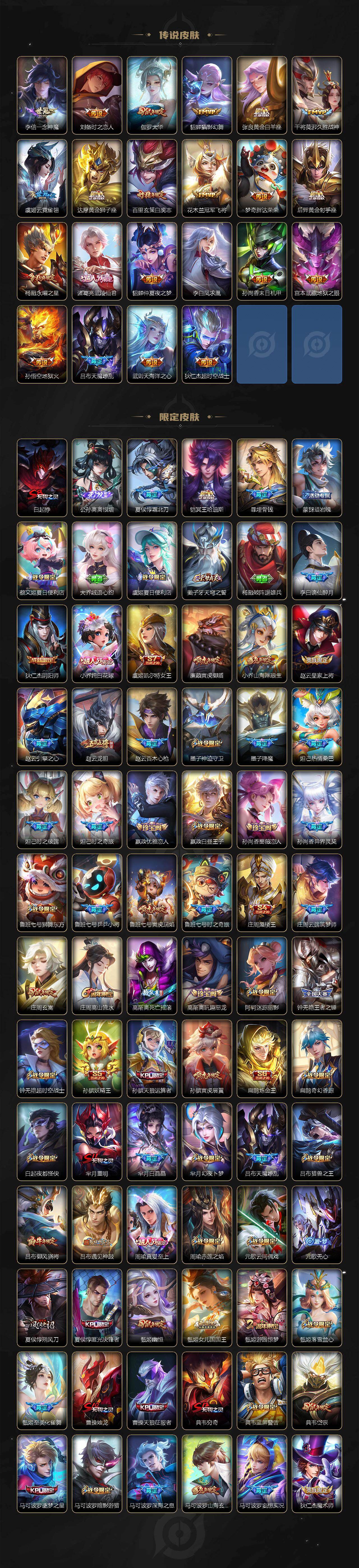 安卓Q-V11-最强王者段位-129英雄-784皮肤-20典藏皮肤-1典藏英雄-1珍品无双-14无双-10珍品传说-142传说-274史诗
【英雄全皮】:廉颇全皮,小乔全皮,赵云全皮,墨子全皮,妲己