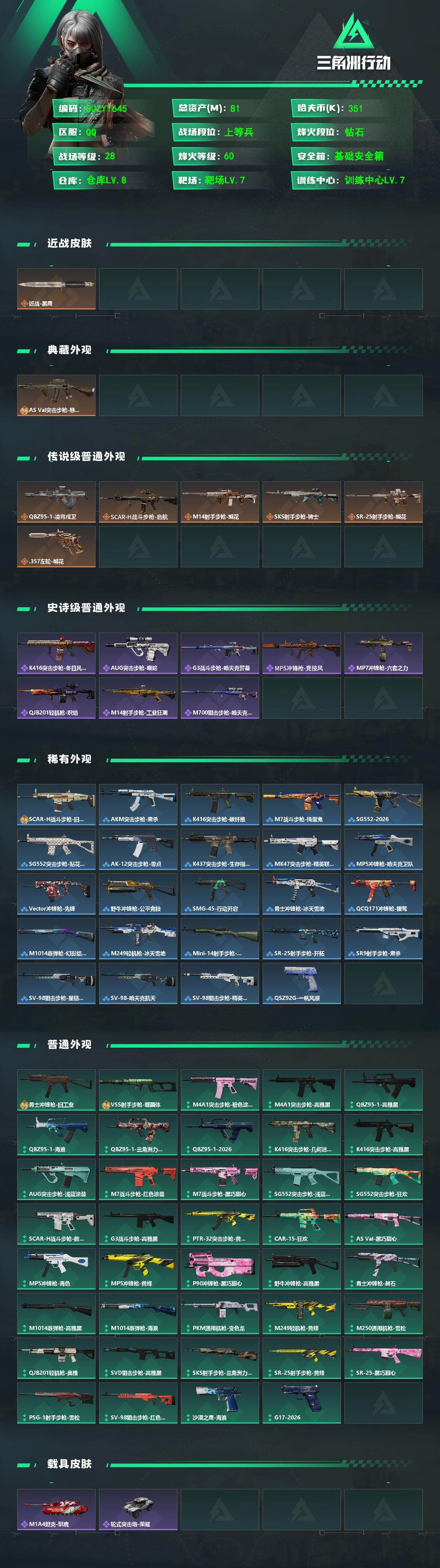 SJZQM474379三角洲行动账号详情图3