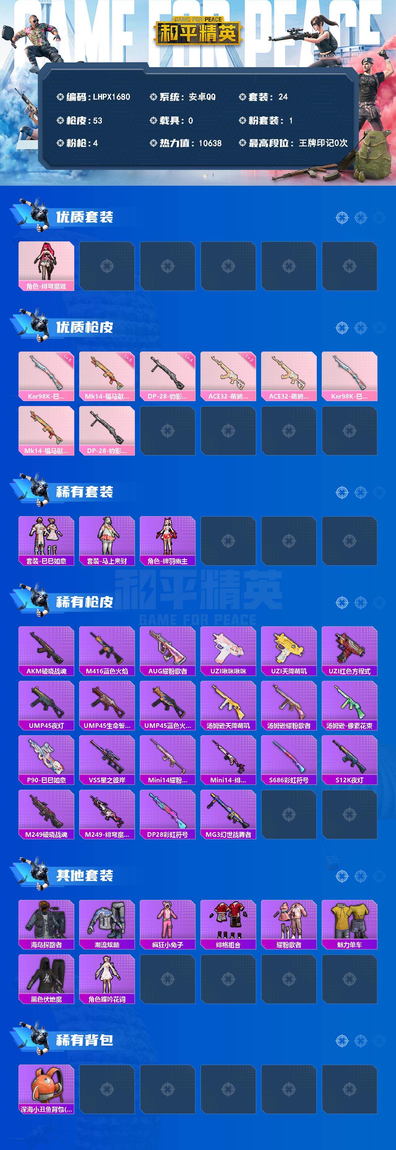 HPLE4134689和平精英账号详情图2 HPLE4134689和平精英账号详情图2