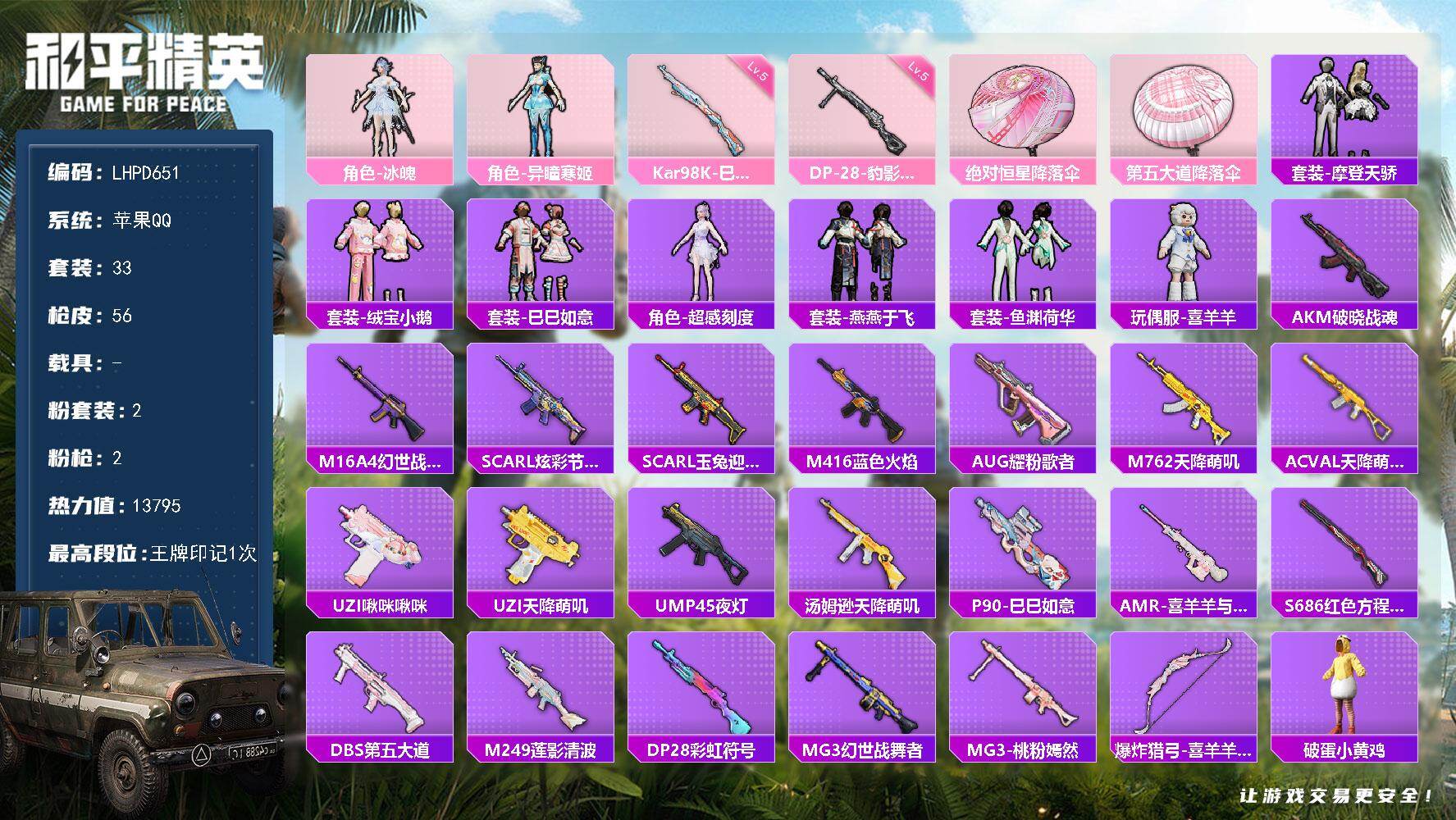 HPLX4134746和平精英账号详情图14 HPLX4134746和平精英账号详情图14