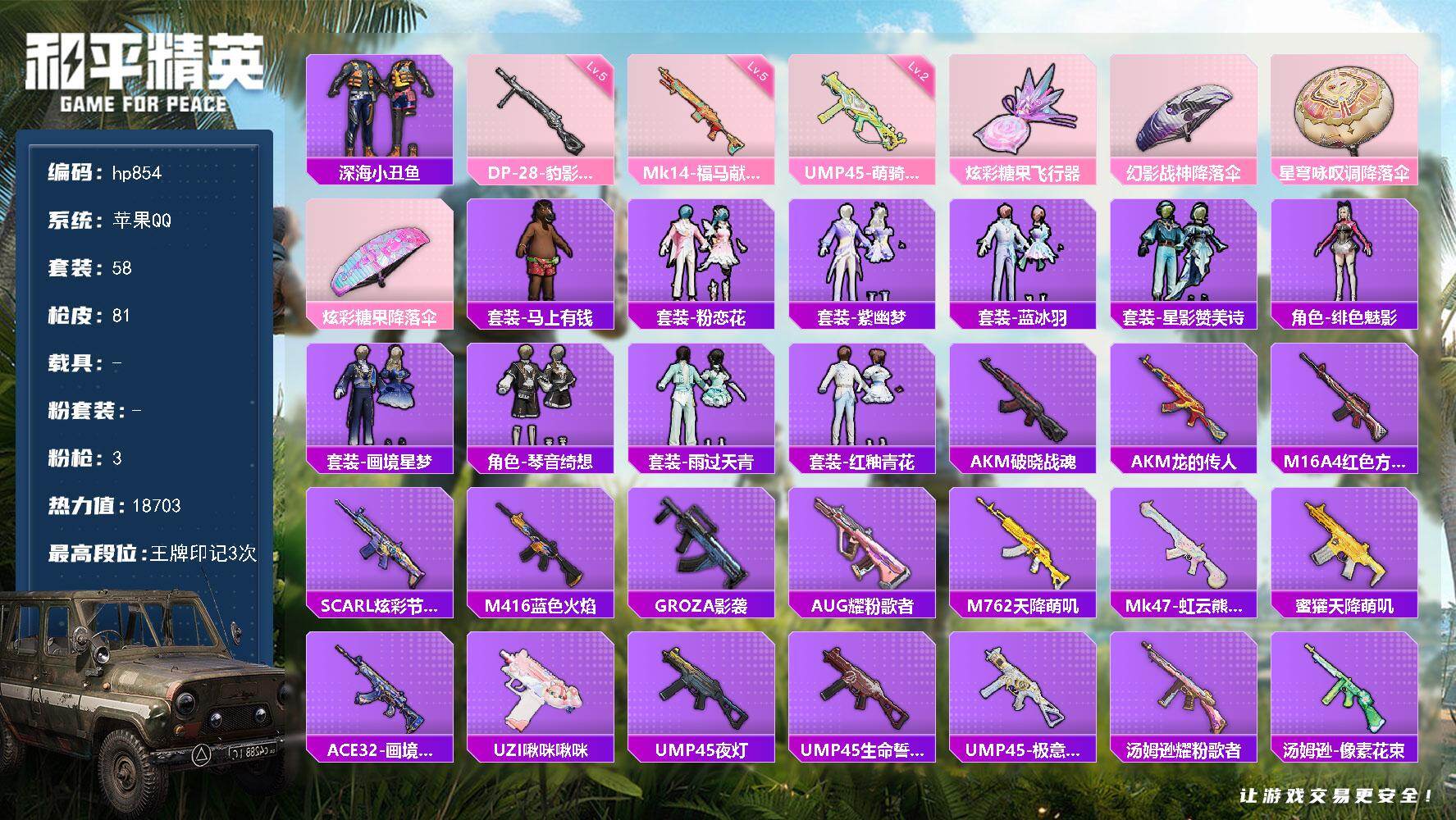 HPLX4134513和平精英账号详情图4 HPLX4134513和平精英账号详情图4