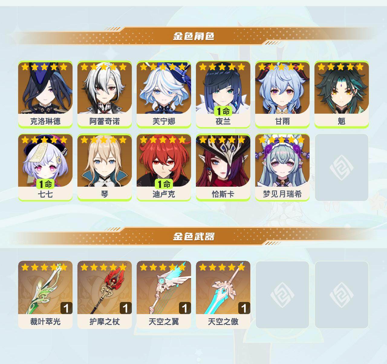 YSEY43601原神账号详情图3 YSEY43601原神账号详情图3