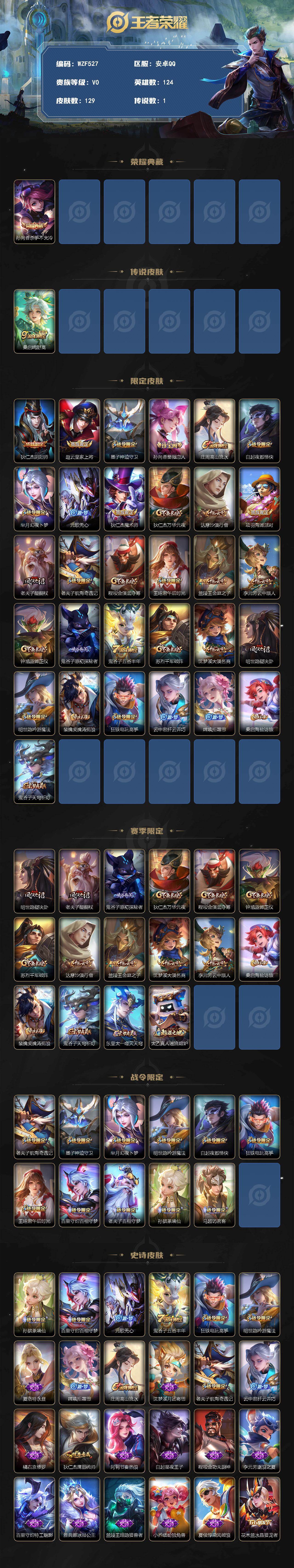 WZEY4243992王者荣耀账号详情图2 WZEY4243992王者荣耀账号详情图2