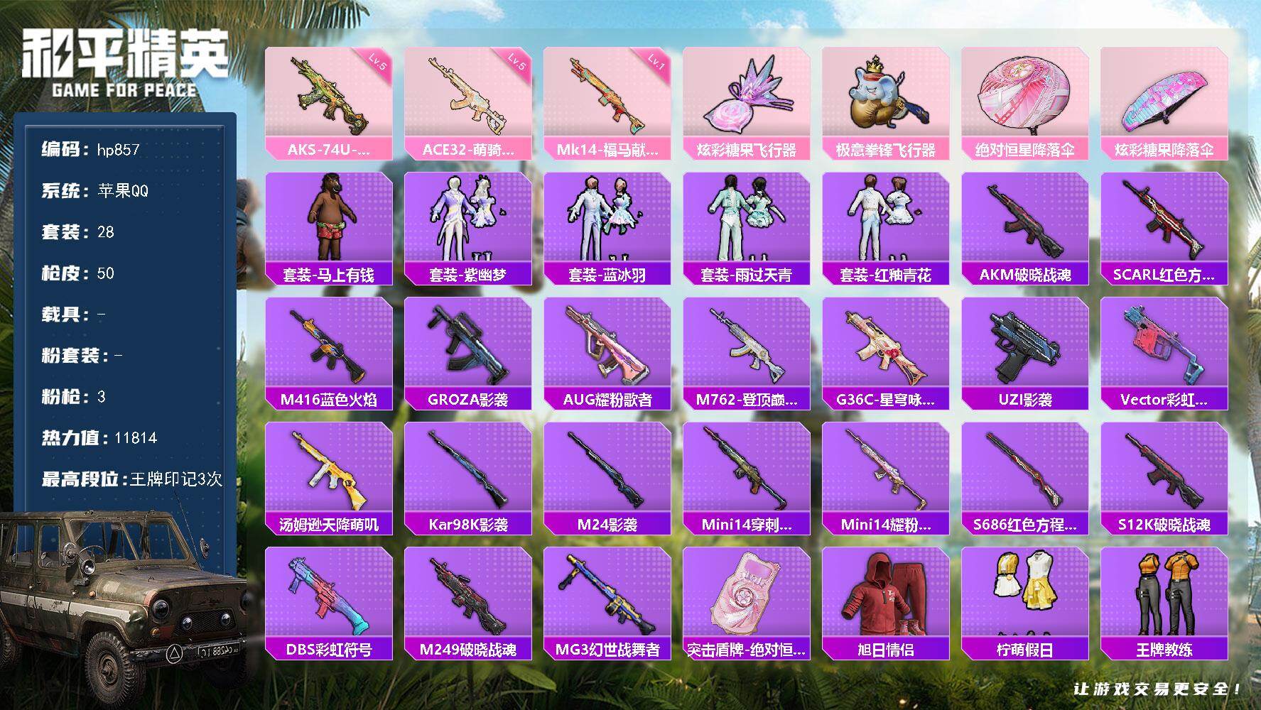 HPLX4134456和平精英账号详情图3