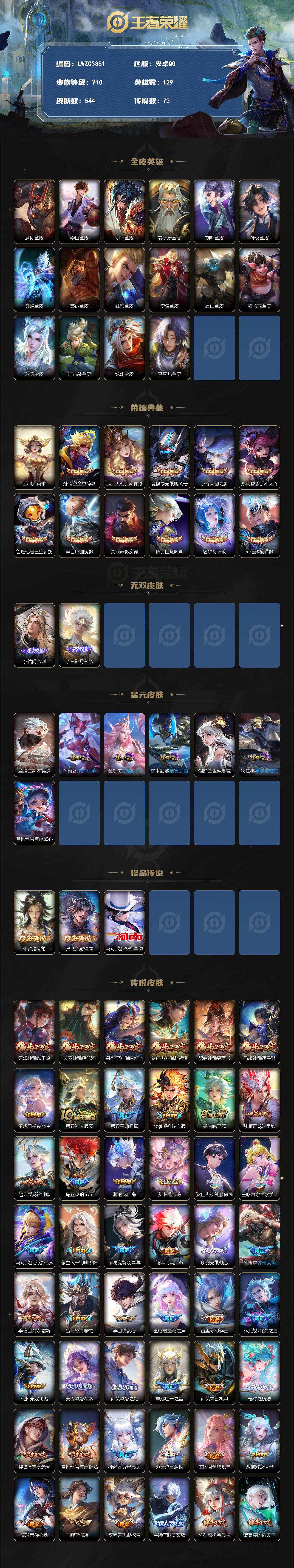 WZLX4245402王者荣耀账号详情图2