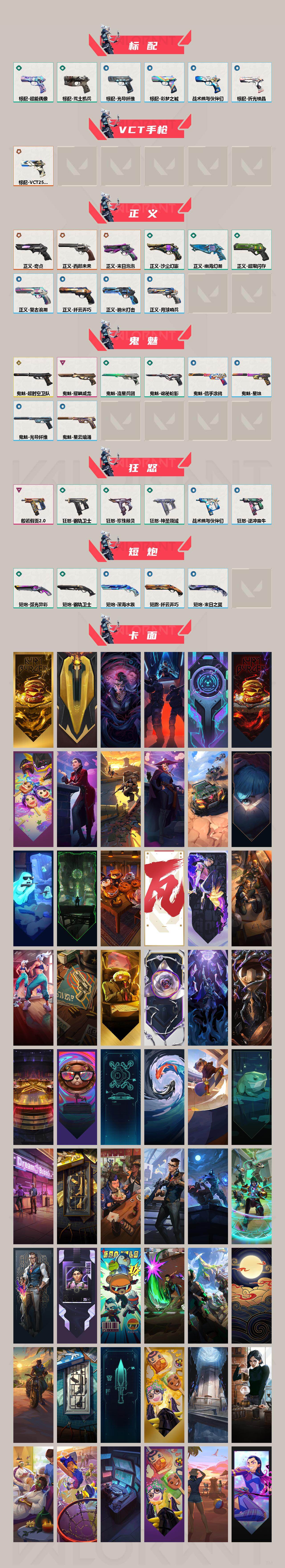 【套装】：2025全球冠军赛套装，2022全球冠军赛套装，超时空卫队套装，末日泡泡套装，西部未来套装，耀鳞威龙套装，般若假面//2.0套装
【英雄】：幻棱，炼狱，维斯，暮蝶，钛狐，壹决，铁臂，捷风，