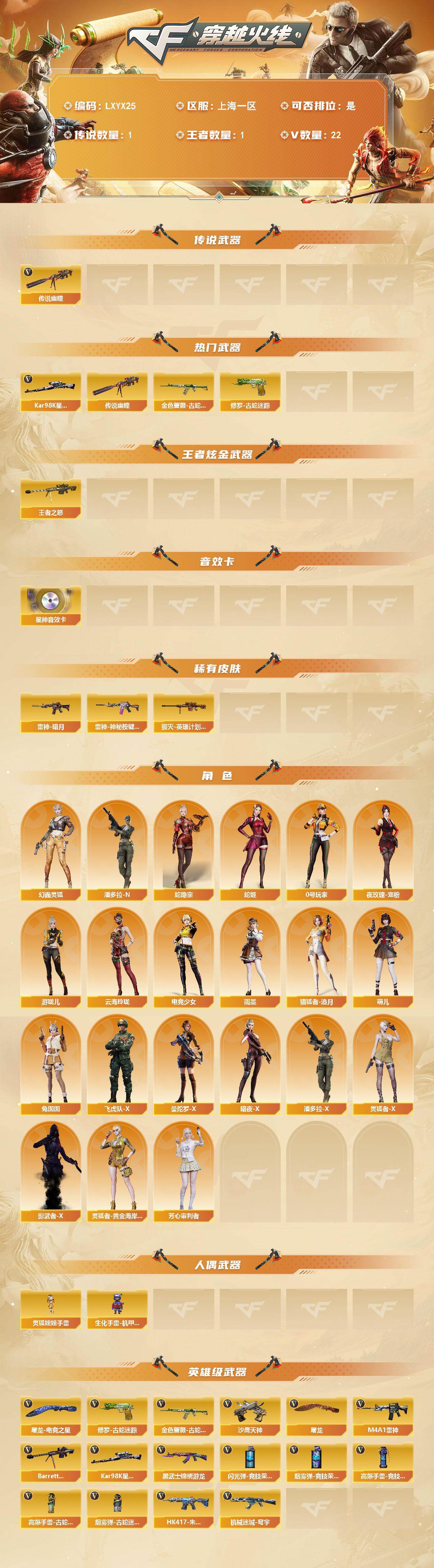 CFLX464019穿越火线账号详情图2