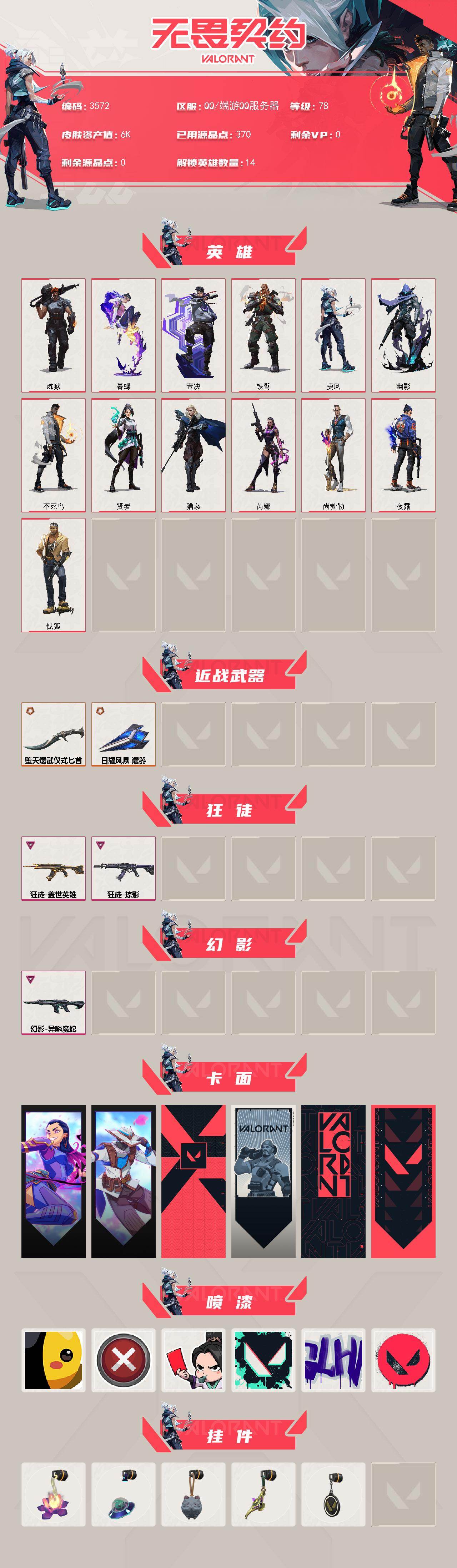 WWQXL423382无畏契约账号详情图2