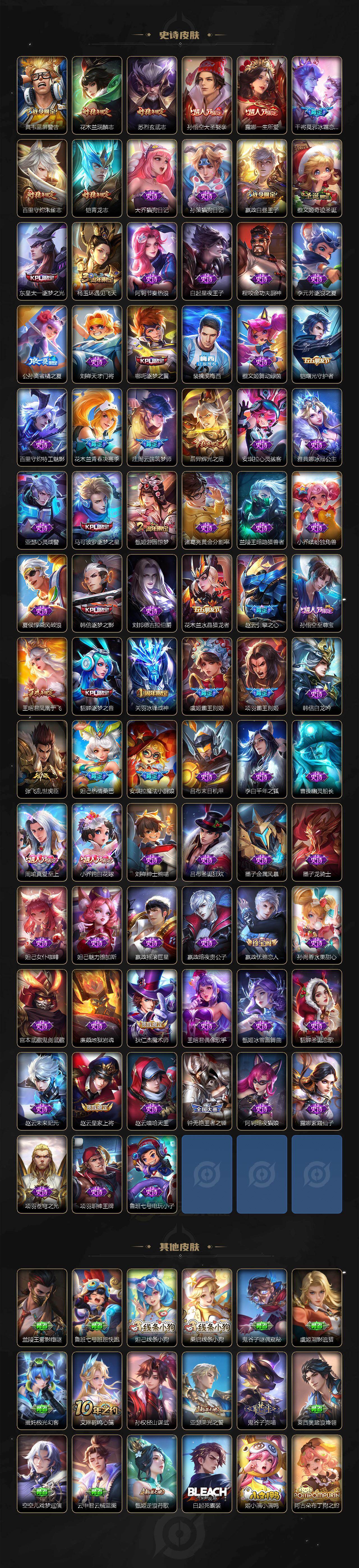 安卓Q-V10-最强王者段位-129英雄-702皮肤-12典藏皮肤-1典藏英雄-7无双-2珍品传说-127传说-253史诗
【英雄全皮】：廉颇全皮，赵云全皮，墨子全皮，嬴政全皮，阿轲全皮，扁鹊全皮，