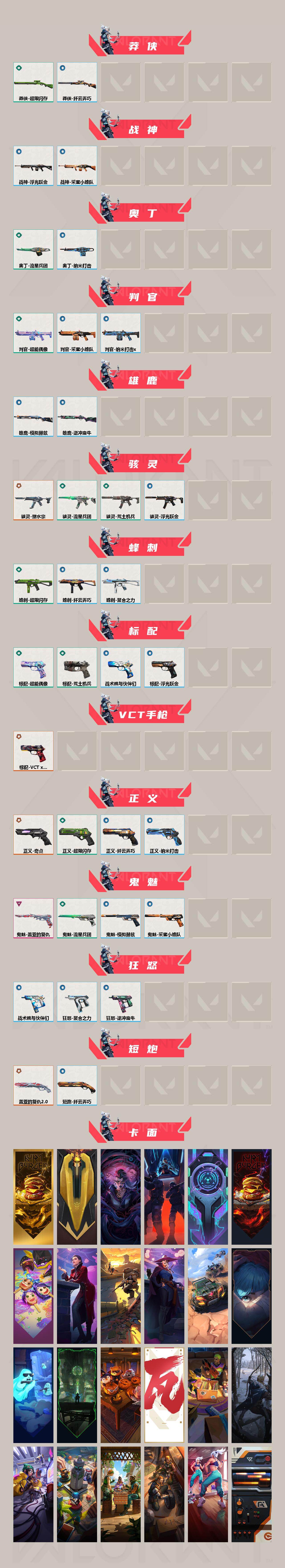 【套装】：2025全球冠军赛套装，VCT 2026 赛季套装，无畏契约季前邀请赛套装，回火礼包// V25套装，VCTxEDG 队伍套装
【英雄】：幻棱，炼狱，维斯，暮蝶，钛狐，壹决，铁臂，捷风，雷