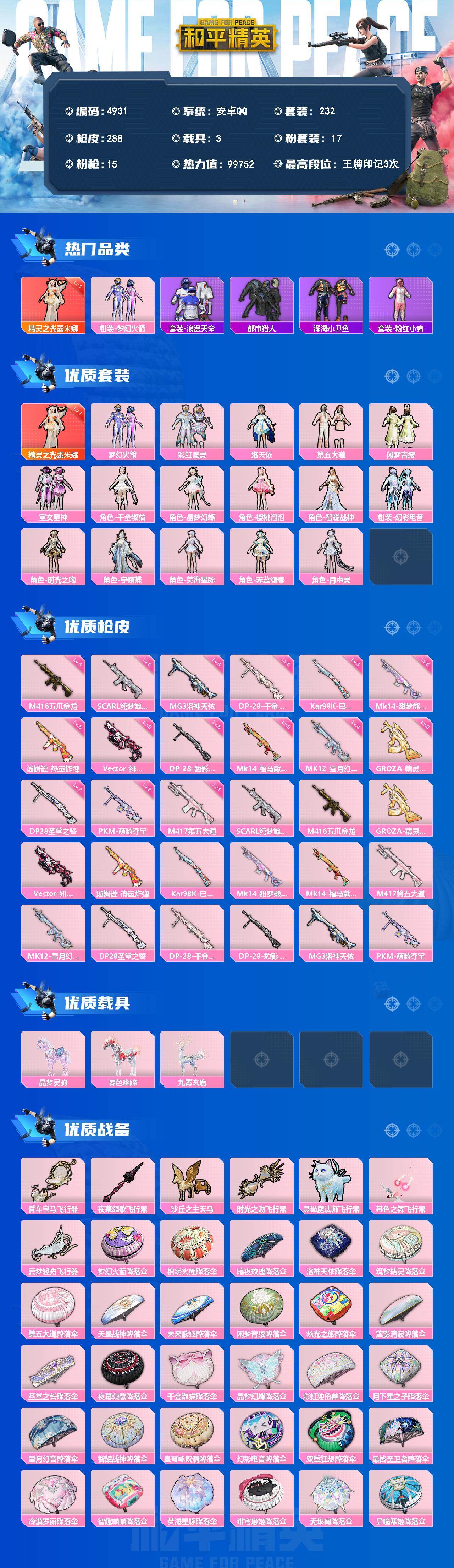 HPLX4143328和平精英账号详情图2