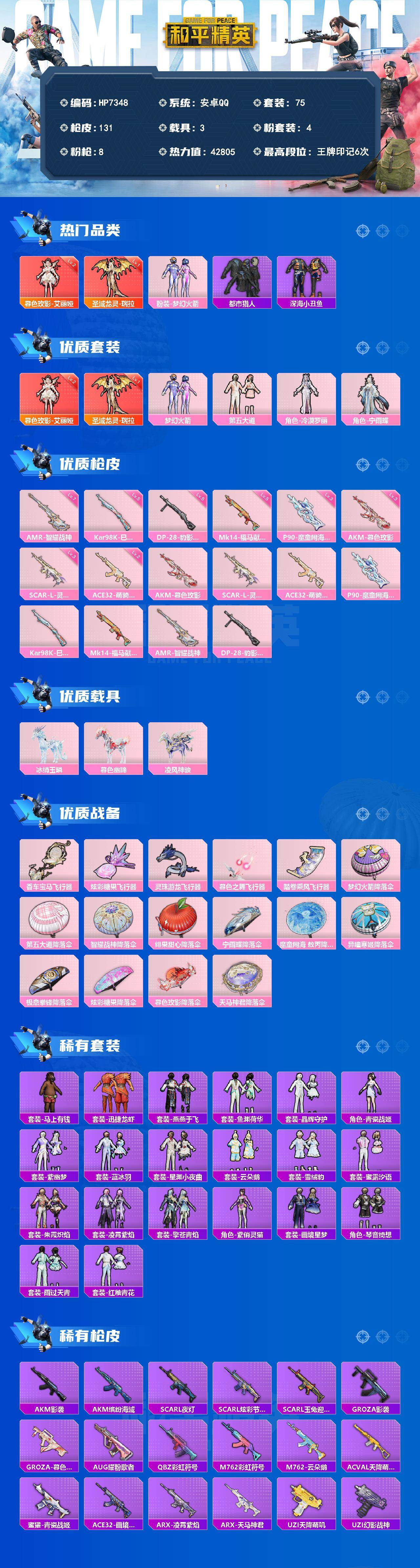 和平精英账号安卓QQ身法号-艾丽娅2级/瑞拉/第五大道/深海小丑鱼/都市/晶辉守护/秘语星愿/青瓷战姬/蜜露汐语/火箭少