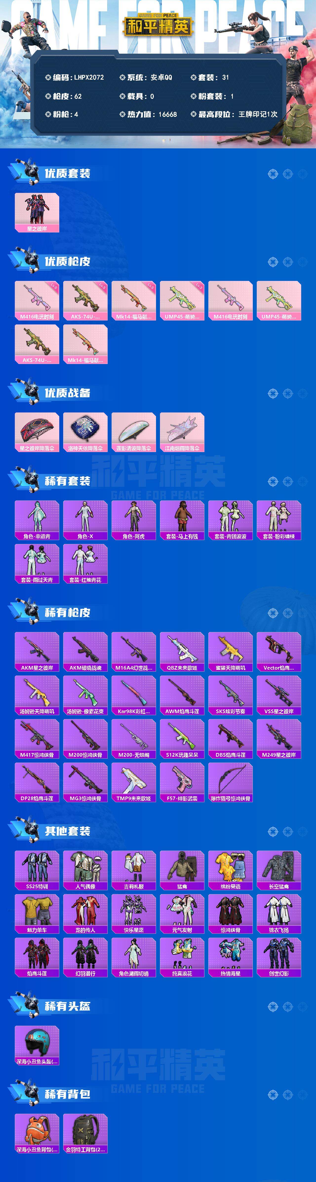 HPLE4155081和平精英账号详情图2