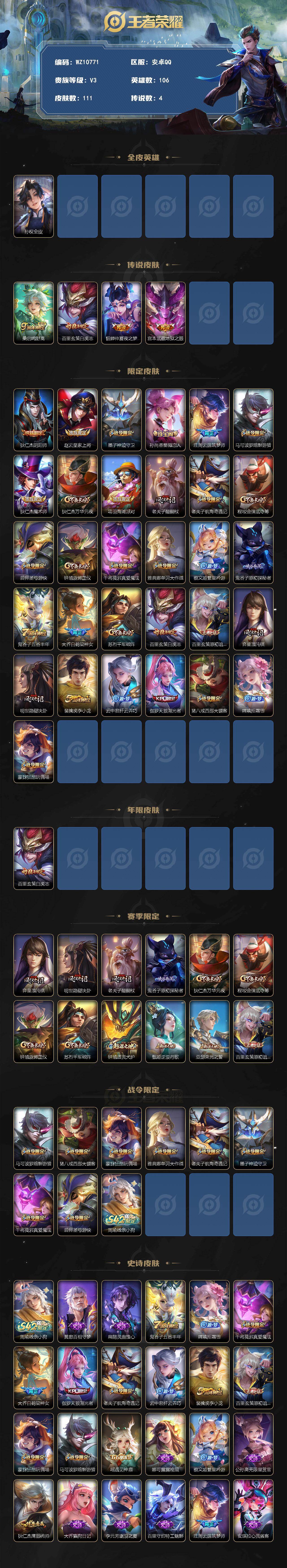 WZXS4293419王者荣耀账号详情图2