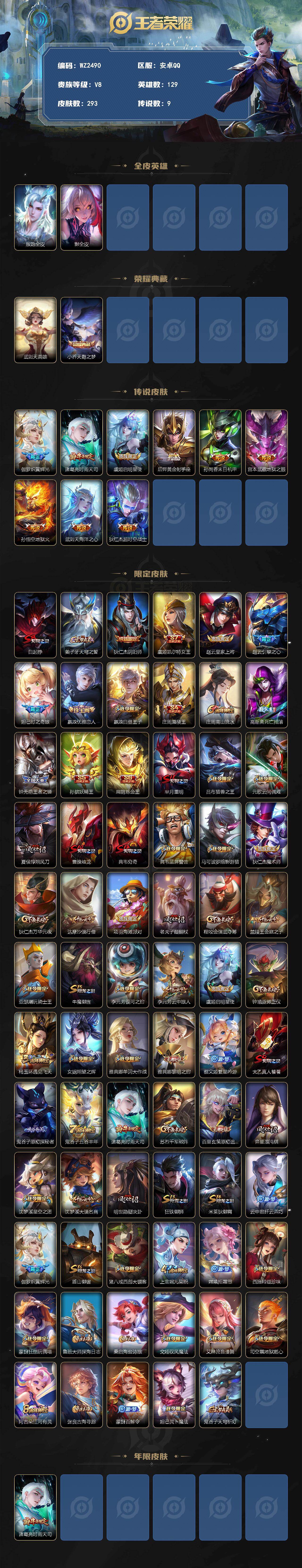 WZLX4270591王者荣耀账号详情图2