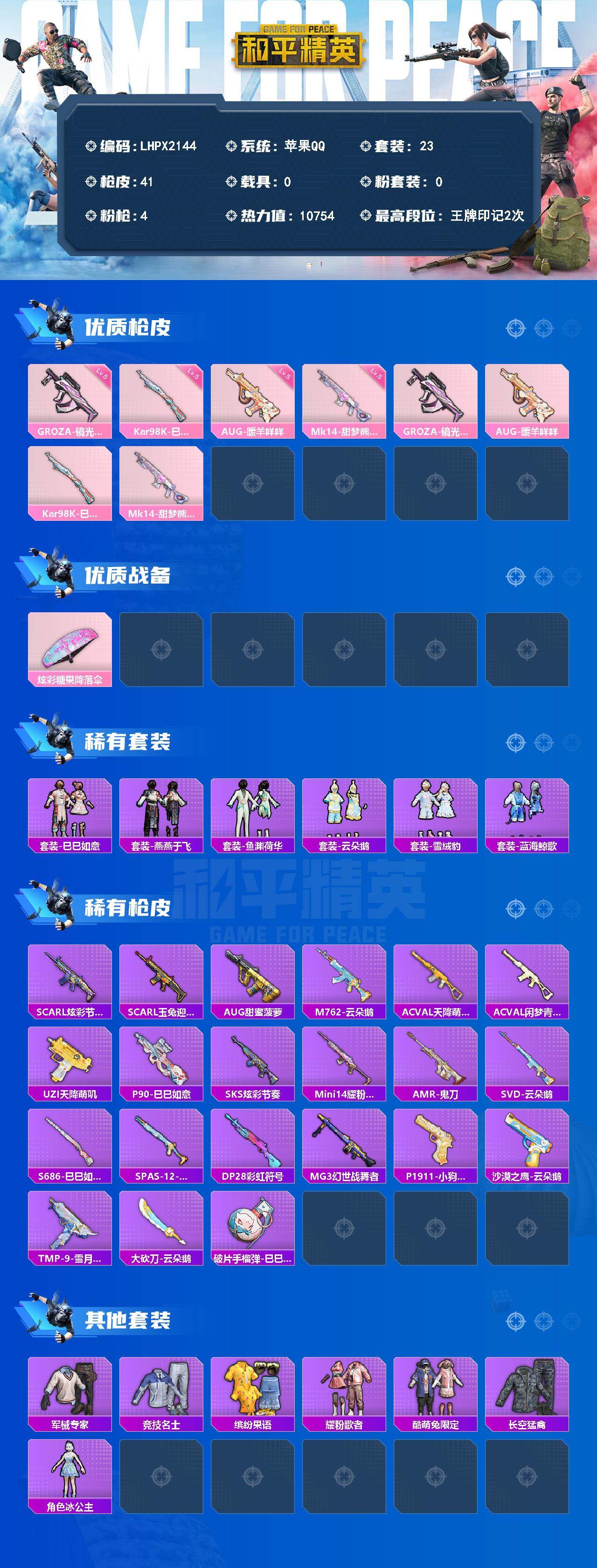 HPLE4156688和平精英账号详情图2