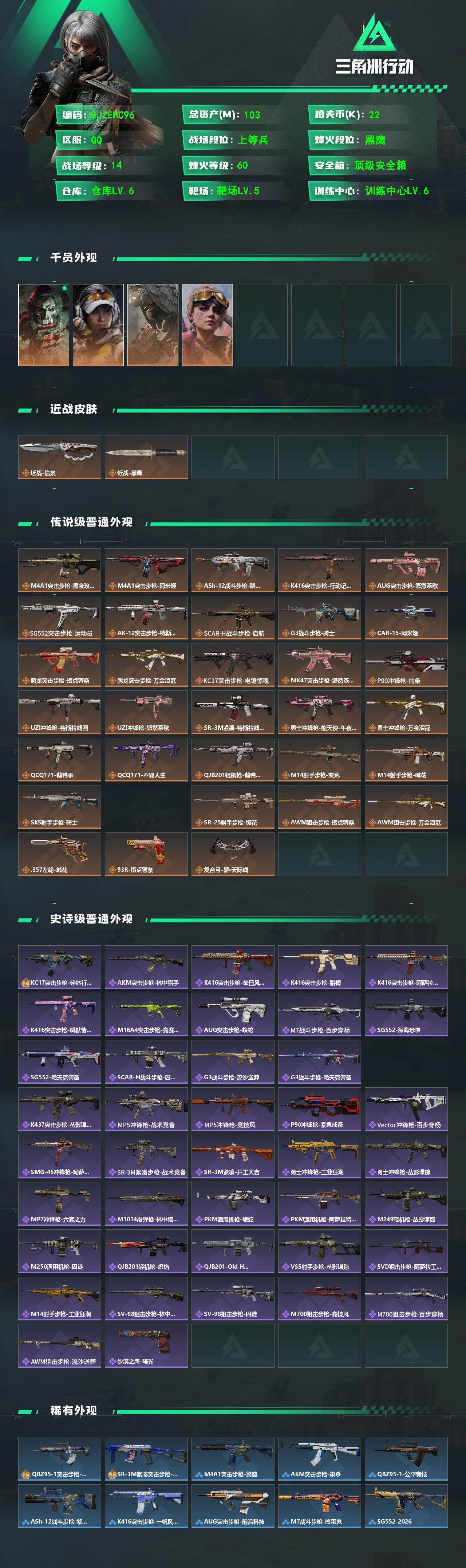 SJZQM4110138三角洲行动账号详情图3