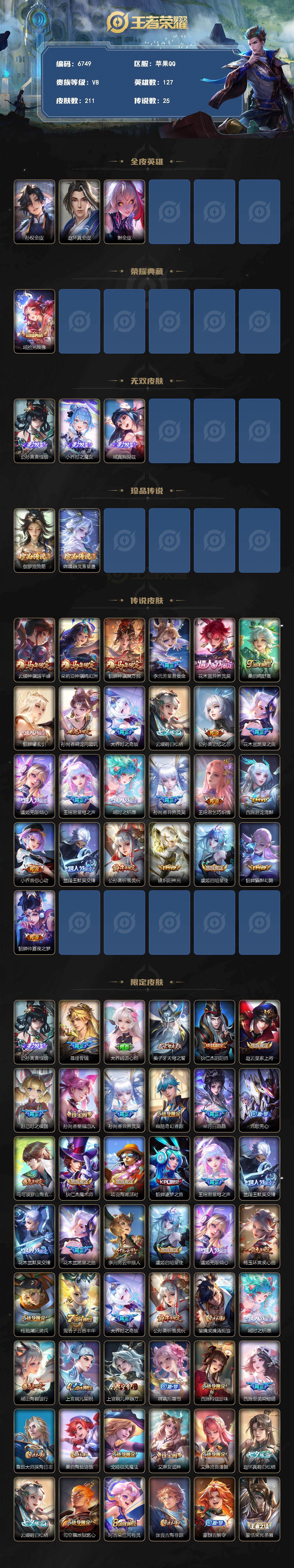 WZLX4280055王者荣耀账号详情图2 WZLX4280055王者荣耀账号详情图2