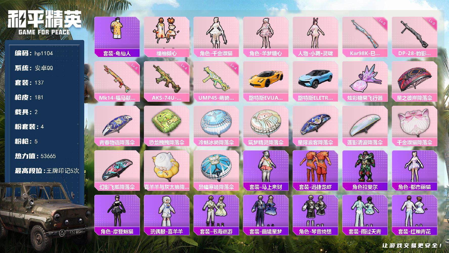 HPLX4158135和平精英账号详情图5