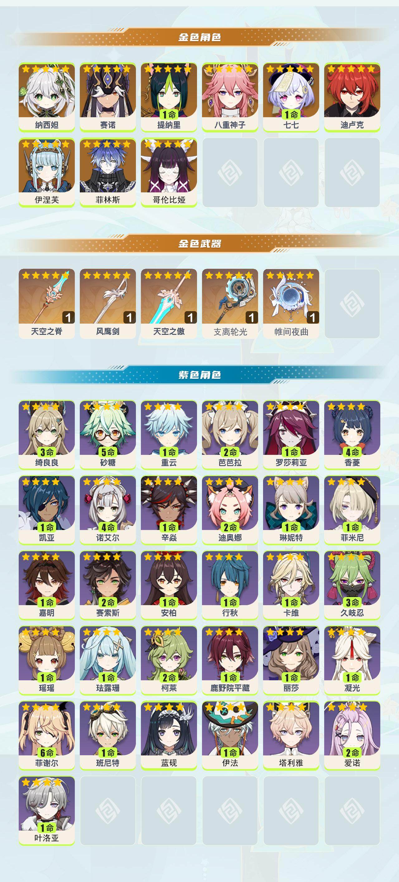 YSEY44198原神账号详情图2 YSEY44198原神账号详情图2