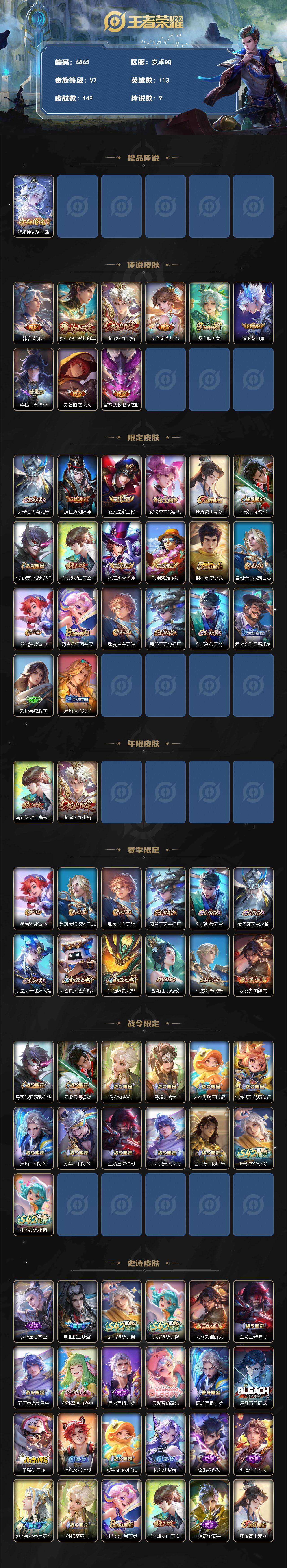 WZLX4281118王者荣耀账号详情图2