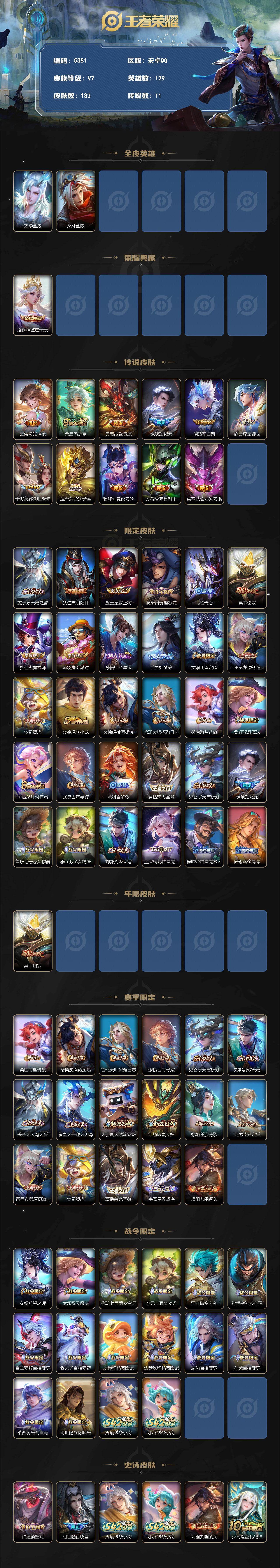 WZQM4290936王者荣耀账号详情图3