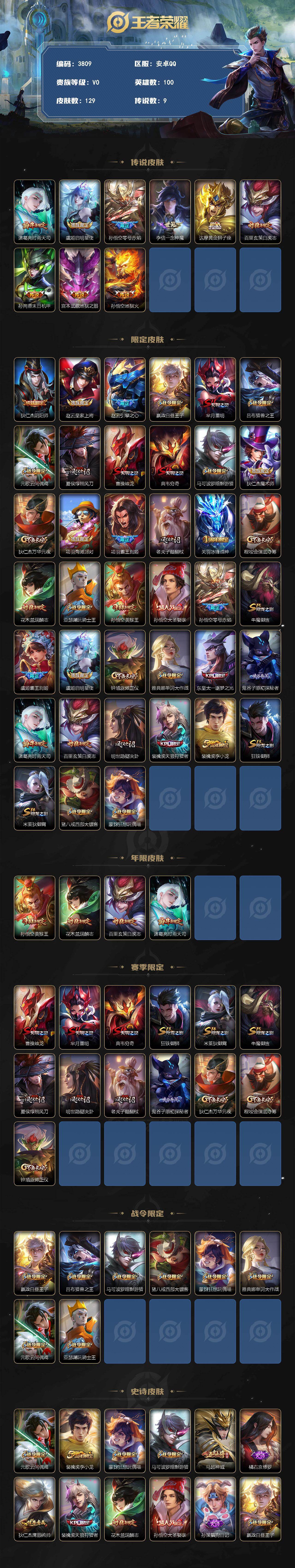 WZLX4282626王者荣耀账号详情图2