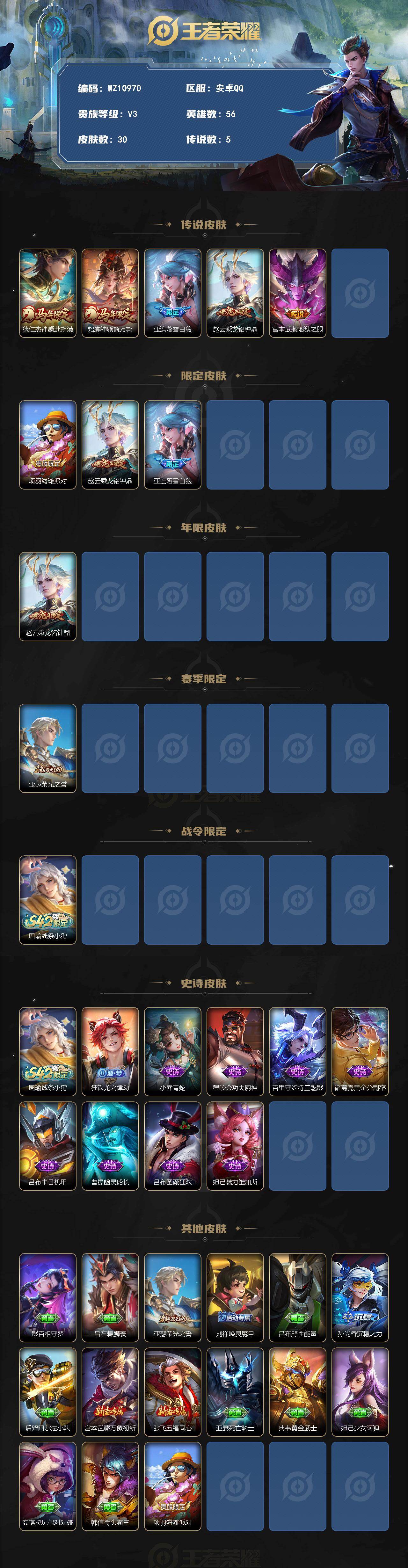 WZXS4306222王者荣耀账号详情图2