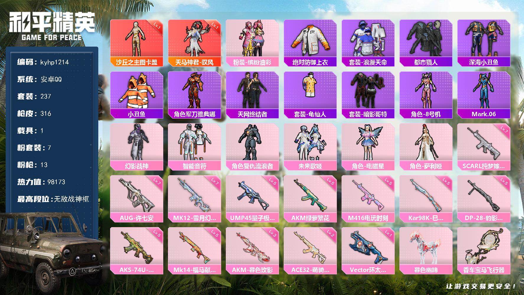 HPQM4176536和平精英账号详情图3