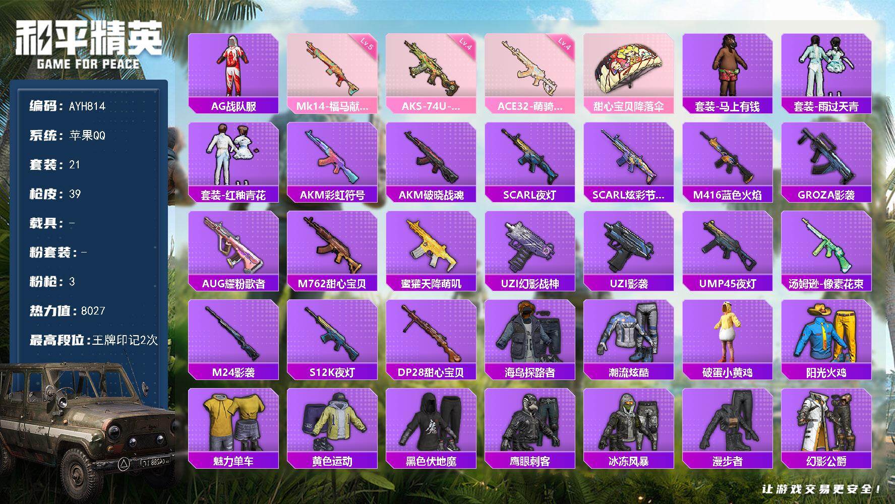 HPLX4163629和平精英账号详情图3