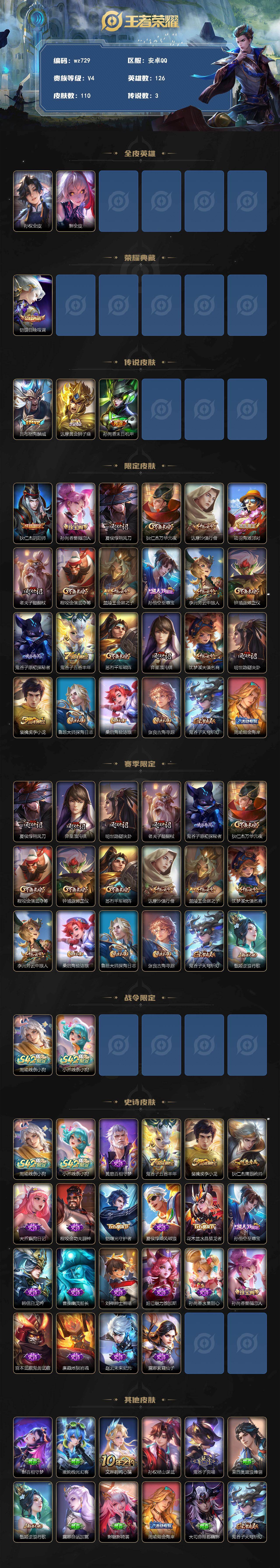 WZLX4286293王者荣耀账号详情图2